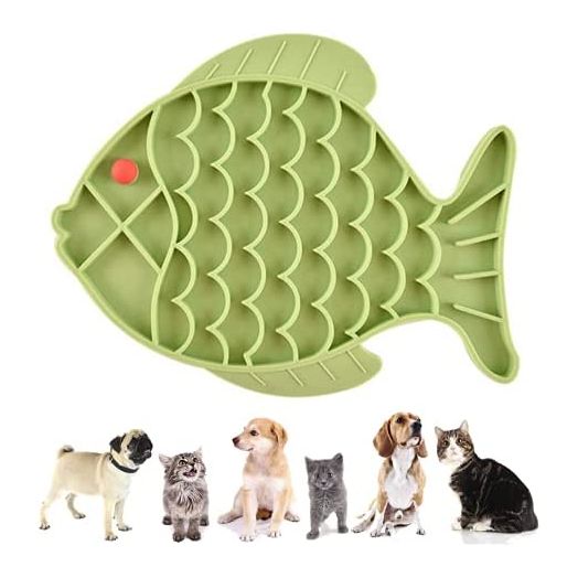 Cat Feeders Slow Feeder Cat Bowl, Fish Shape Silicone Puzzle Feeder Kitten Bowl Fun Interactive Feeder Bowl Preventing Pet Feeder Anti-gulping Healthy Eating Diet Cat Bowls,Cat &Dog Anxiety Relief