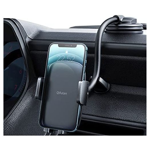 Cell Phone Holder for Car Phone Mount Long Arm Dashboard Windshield Car Phone Holder Strong Suction Anti-Shake Stabilizer Phone Car Holder Compatible with All iPhone Android Smartphone