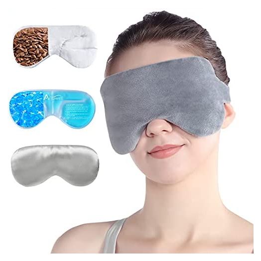 Atsuwell Eye Compress Moist Heat and Cold Therapy Sleep Eye Mask for Dry Eyes, Stye, Puffy, Migraine, Fatigue Relief, Multipurpose Eye Pillow Microwavable with Bonus Gel Pad and Silky Insert