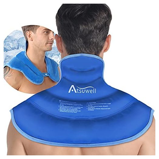 Atsuwell Ice Pack for Neck and Shoulders Pain Relief Cold Compress Therapy Shoulder Ice Packs for Injuries Reusable Gel, Large Upper Back Cold Pack Wrap for Swelling, Bruises, Sprain, Surgery