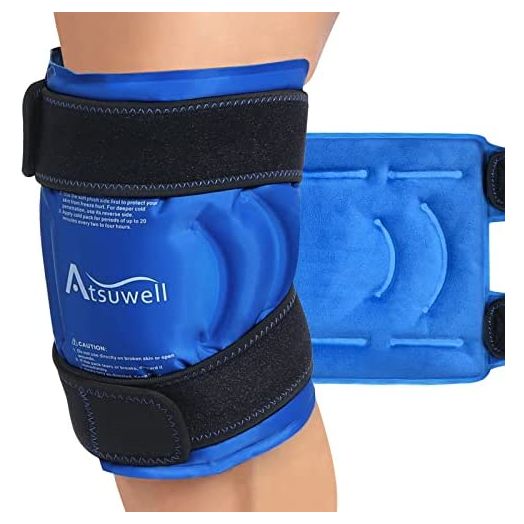 Atsuwell Ice Pack for Knee Pain Relief, Reusable Gel Ice Wraps for Knee Injuries, Swelling, Knee Replacement Surgery, Cold Compress Therapy for Arthritis, Meniscus Tear and ACL
