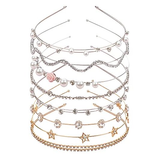 Yxiang Crystal Headbands 8PCS, Pearls Flower Hairbands Rhinestone