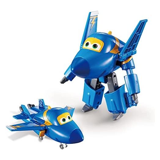 Super Wings 5" Transforming Jerome Airplane Toys, Safe and Durable Vehicle Action Figure, Plane to Robot, Transformer Toys for 3+ Years Old Boys and Girls, Preschool Kids Birthday Gift, Blue