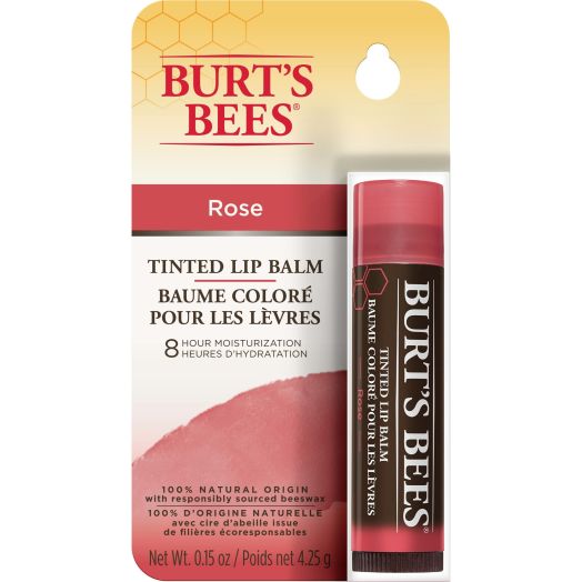 Burt's Bees 100% Natural Tinted Lip Balm, Rose with Shea Butter & Botanical Waxes, 1 Tube