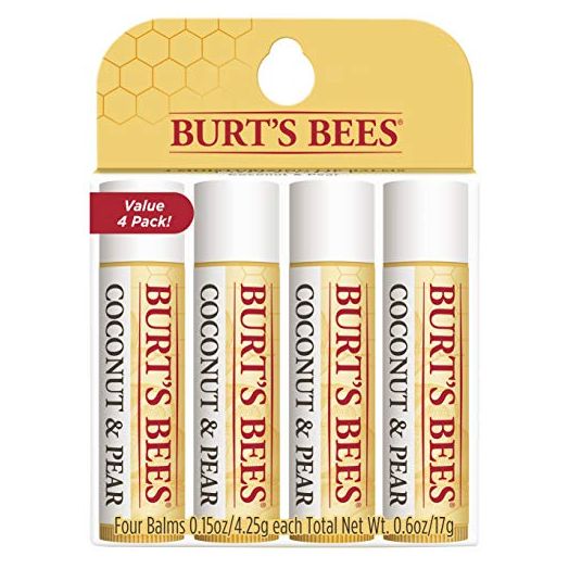 Burt's Bees 100% Natural Moisturizing Lip Balm, Coconut & Pear with Beeswax & Fruit Extracts - 4 Tubes
