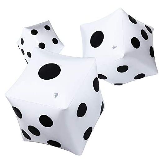 Blulu Jumbo Inflatable Dice 12 Inch Giant Inflatable Jumbo Dice White Large Inflatable Dice for Game (3 Pack)