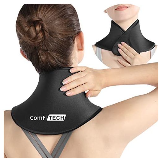 ComfiTECH Neck Ice Pack Wrap Gel Reusable Ice Packs for Neck Pain Relief, Cervical Cold Compress Ice Pack for Sports Injuries, Swelling, Office Neck Pressure and Cervical Surgery Recovery (Black)