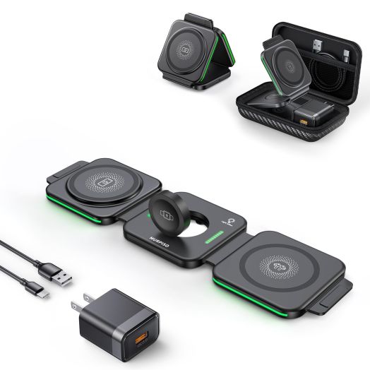 3 in 1 Charging Station for Apple,Magnetic Foldable Charger for Travel,Wireless Charger Pad for iPhone 15/14/13/12/Pro/Max/Mini,AirPods Wireless/Pro,iWatch Ultra/SE/9/8/7/6/5/4/3/2