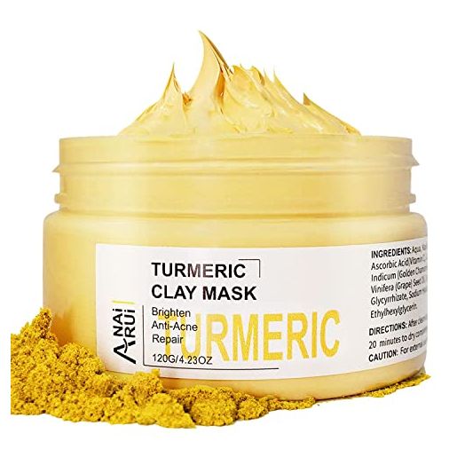 ANAIRUI Turmeric Vitamin C Face Mask, Clay Facial Mask with Vitamin C E for Radiant Skin, Acne Control and Refining Pores 4.23 Oz