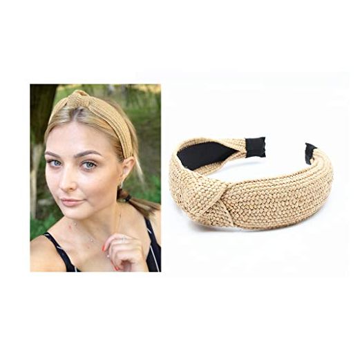 Straw Headbands Womens Fashion Hair Accessories Twist Knot Wide Hand Knitted Statement Summer Retro Grace Elegant Wide Hairbands