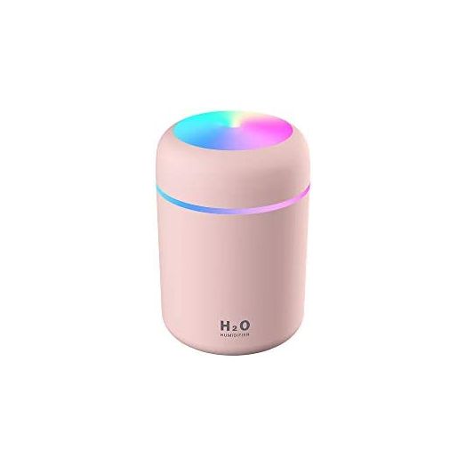 Colorful Cool Mini Humidifier, Essential Oil Diffuser, Aroma Essential USB Personal Desktop Humidifier for Car, Office Room, Bedroom etc,2 Adjustable Mist Modes (Pink)