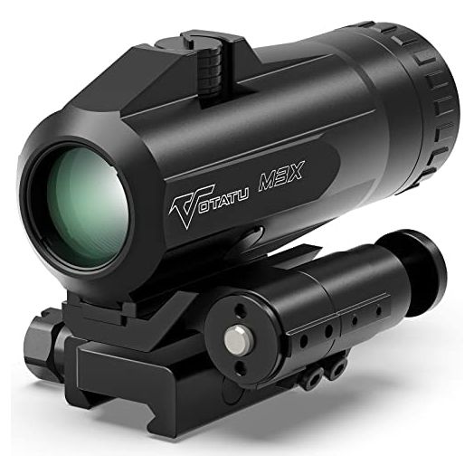 VOTATU M3X Red Dot Magnifier, 3X Red Dot Sight Magnifier Optics with Bulit-in Flip to Side Mount, 35 37 41 Height, Windage & Elevation Adjustable
