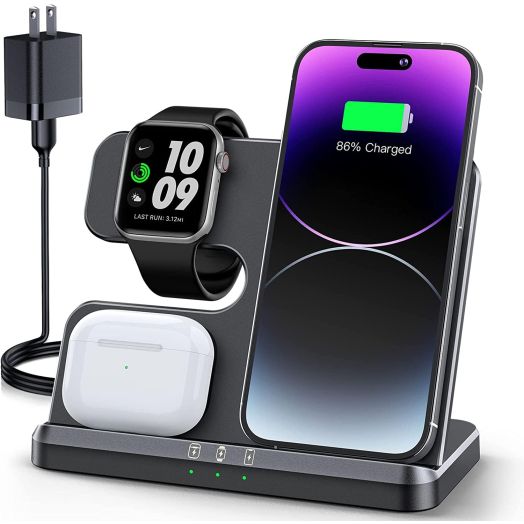 3 in 1 Charging Station for Apple Wireless Charger for iPhone 15 14 13 12 11 X 8 Series Wireless Charging Station for Multiple Devices for Apple Watch Charger for AirPods 2/3/Pro/Pro 2