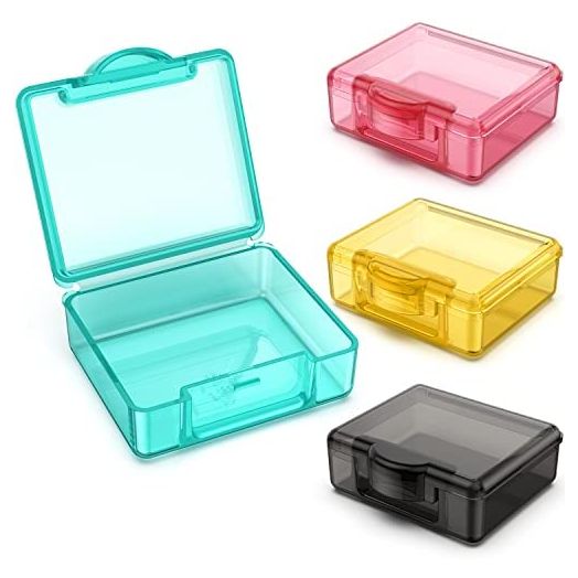 Small Pill Box 4 pcs,Cute Travel Pill Organizer Case Mini Tiny Clear Plastic Storage Containers Portable for Pocket Purse
