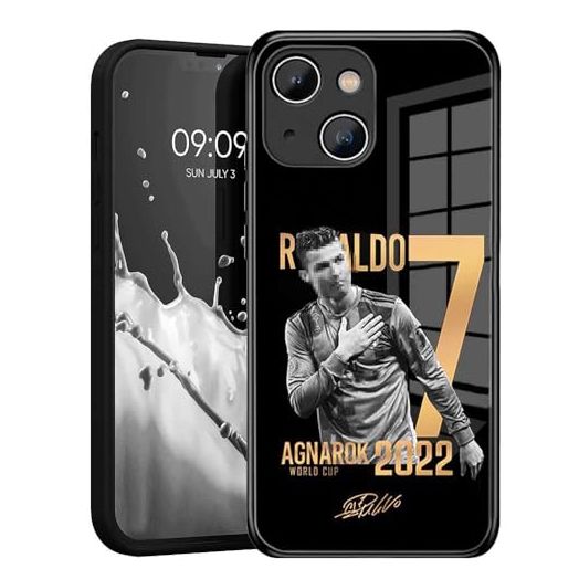 ZERMU for iPhone 14 Case, Soft Shockproof Crystal Acrylic Full Protection TPU Shock Absorption Bumper Cover Case for iPhone 14 6.1 inch, Sports Soccer Super Soccer Star #7