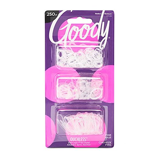 GOODY Ouchless Womens Polyband Elastic Hair Tie, 250 Count, Clear, Fine Hair