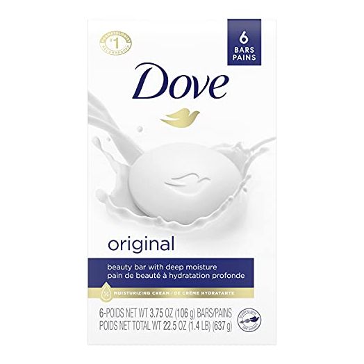 Dove Beauty Bar Gentle Skin Cleanser Moisturizing for Gentle Soft Skin Care Original Made With 1/4 Moisturizing Cream 3.75 oz, 6 Bars