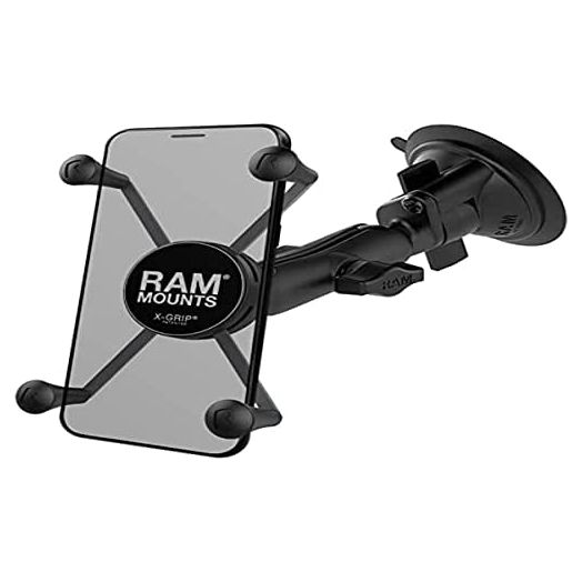RAM Mounts X-Grip Large Phone Mount with RAM Twist-Lock Suction Cup Base RAM-B-166-UN10U with Medium Arm for Vehicle Windshields