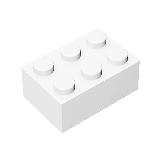Classic Bulk Brick Block 2x3, 100 Piece White Brick 2x3,Compatible with Lego Parts and Pieces 3002, Creative Play Set - Compatible with Major Brands(Colour:White)