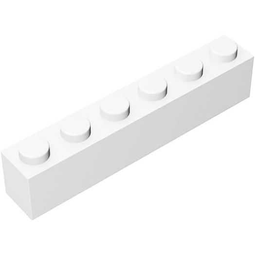 Classic Bulk Brick Block 1x6, 100 Piece White Brick 1x6, Compatible with Lego Parts and Pieces 3009, Creative Play Set - Compatible with Major Brands(Colour:White)