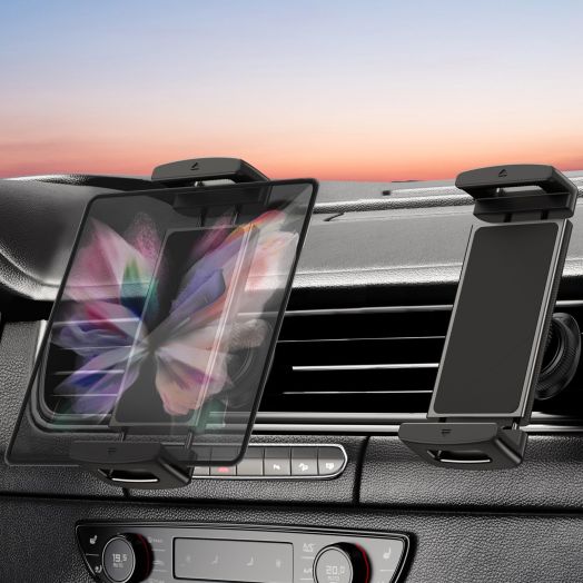 OATSBASF Car Phone Mount for Z Fold, [360° Rotatable & Thick Cases Friendly] Vent Phone Tablet Mount for Car Compatible with Samsung Galaxy Z Fold 5 4 3/iPad Mini Pro Air and More 4"-12.9" Device