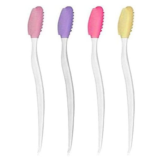 AUTOWT Dog Toothbrush, 4 Packs Silicone Pro Double-Sided Soft Comfort Gentle Dental Brushes Set Kit with 5.7 inches Curved Long Handle for Puppy Small Medium Dogs Cats Most Pet (Set 2)