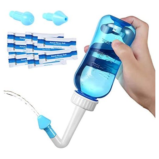 Neti Pot - Nasal Irrigation Wash Bottle, Sinus Rinse Salt Packets, Nettie Pot Kit for Adult & Kid