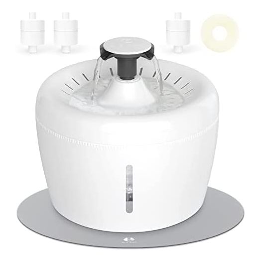 ELS PET Cat Water Fountain, 84oz/2.5L Ultra Quiet Pet Water Fountain with Multiple Filter System,BPA-Free,Dog Water Dispenser with 3 Filters & Mat