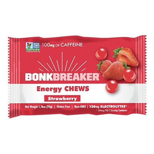 Bonk Breaker Energy Chews, Dairy-Free, Gluten-Free Ingredients to Provide Quick Energy and Focus, 1 Box of 10 Packets, Strawberry