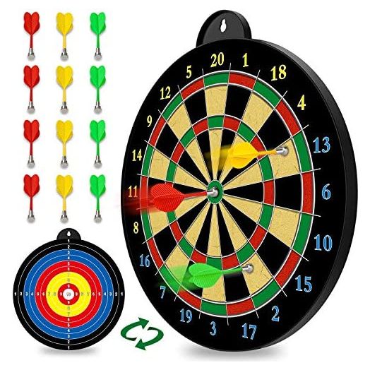 Magnetic Dart Board, 12pcs Magnetic Darts (Red Green Yellow), Excellent Indoor Game and Party Games