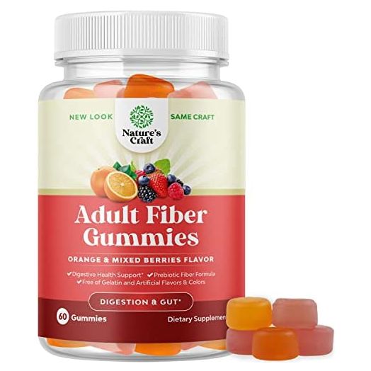 Fiber Gummies for Adults - Perfect Fiber Supplement Gummies for Colon Health, Digestive Support, Gut Leak Repair, Body Cleanse & Immunity Boost - Tasty Prebiotic Fiber Gummies - 60 Fiber Gummies