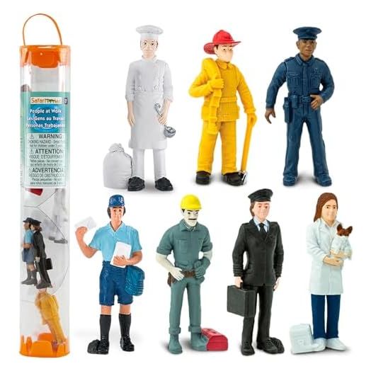 Safari Ltd. People TOOB - 7 Everyday Heroes Figurines of Construction Worker, Policeman, Mailman, Pilot, Chef, Fireman, and Veterinarian - Fun Educational Play Toy Set for Boys, Girls & Kids 3+