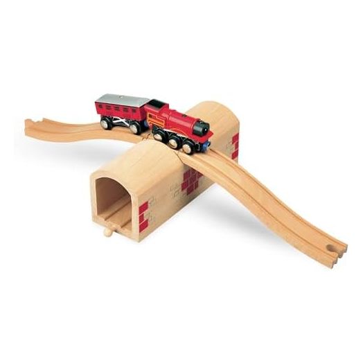 Wooden Train Track Over & Under Tunnel Bridge & Easy-Connect Railway, Hardwood Train Set Compatible with Thomas and Friends, BRIO, Major Brand Wooden Train Sets and Accessories