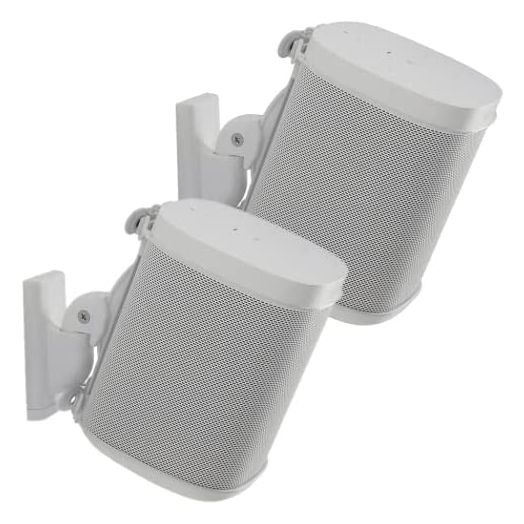 Sanus Adjustable Speaker Wall Mounts Designed for SONOS ONE, Play:1 & Play:3 - Pair (White)