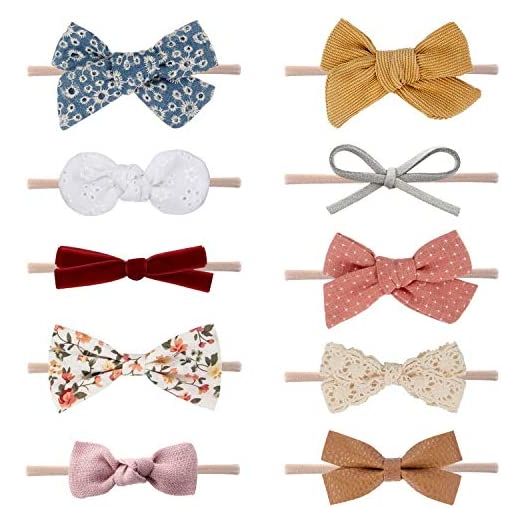 Baby Girl Headbands and Bows, Newborn Infant Toddler Nylon Hairbands Hair Accessories by LittleJoJo