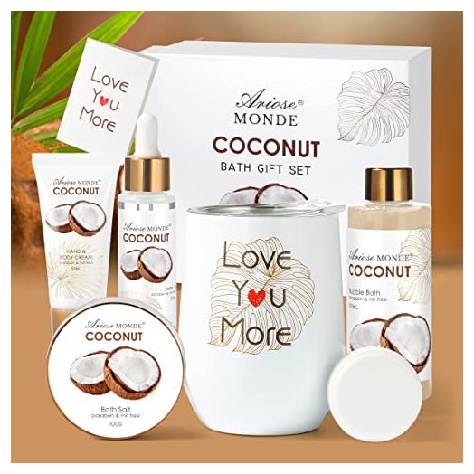 Birthday Gift Box for Women, Relaxing Spa Tumbler Gifts Get For Her, Spa Gift Basket Care Package of Coffee Mug, Bubble Bath, Hand Cream, Bath Oil, Bath Salt,Shower Steamer, Unique Thank You Gifts