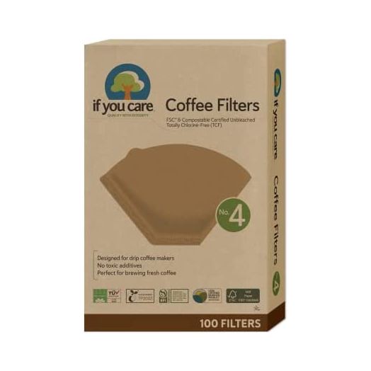 If You Care # 4 Cone Shaped Unbleached All Natural Compostable Coffee Filters, 100 Count, Chlorine Free (Pack of 1)
