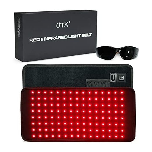 UTK Red Light Therapy Pad for Body Pain Relief, LED 660&850nm Wearable Wrap Deep Therapy Belt with Timer Function Relieve Back Shoulder Pain