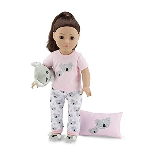 Emily Rose 18 Inch Doll Clothes & Accessories PJ Pajamas Outfit | Koala 18" Doll Pajama Gift Set with Doll Slippers, Pet Koala Toy and Doll Pillow Accessory!