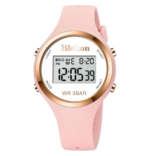 Blekon Original Outdoor Sport Watches Alarm Clock Waterproof Digital Watch (Lightpink)