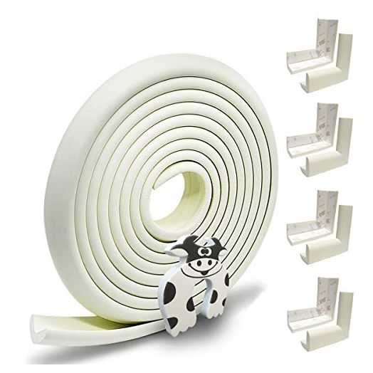 Hoobii | Edge Guard & Corner Protector - Extra Long 19.0ft [16.5ft Edge + 8 Pretaped Corners] with Baby Proofing, Home Safety Furniture Bumper and Table Edge Guards Child Safety [Off White Color]