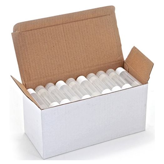 50, Clear, Empty, 5.5 ml Lip Balm Tubes with White Caps