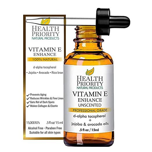Organic Vitamin E Oil for Skin & Scars |100% Pure Natural Vitamin E Serum Hand Made in South Carolina | 15000 IU Vitamin E for Face & Hair| Non-GMO, Gluten & Cruelty Free, Vegan | Unscented 0.5 Fl Oz