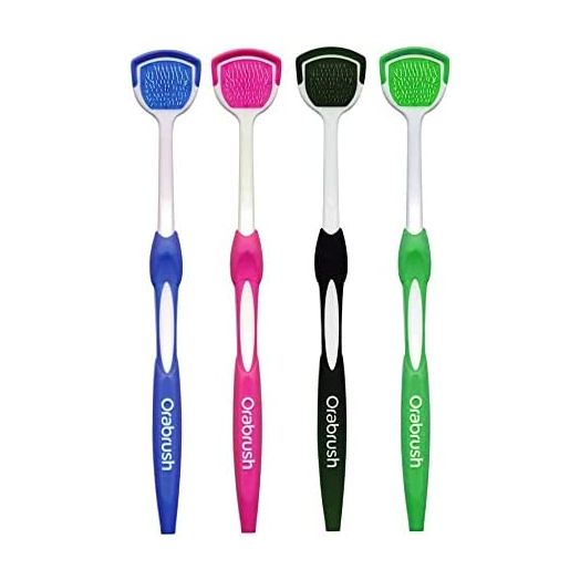 Orabrush Tongue Scraper, Tongue Cleaner Helps Fight Bad Breath, 4 Tongue Scrapers