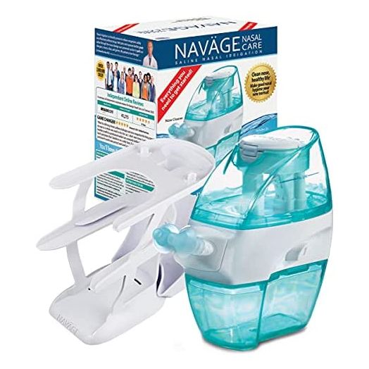Navage Nasal Irrigation Essentials Bundle: Navage Nose Cleaner, 20 SaltPods, Triple-Tier Countertop Caddy, Plus 10 Bonus SaltPods. Clean Nose, Healthy Life!
