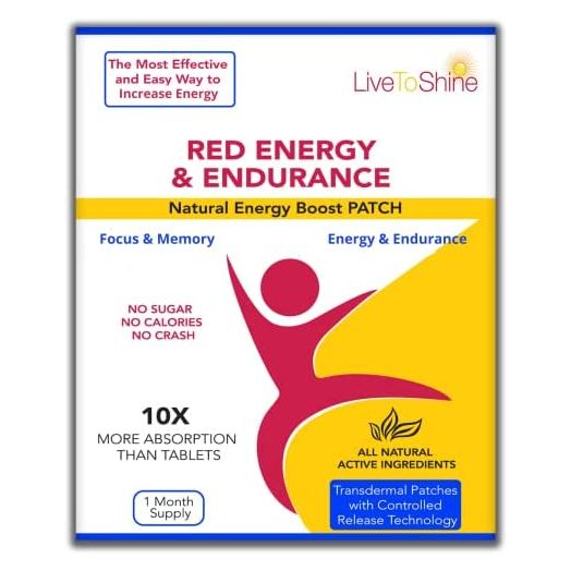 Red Energy & Endurance Patch - Natural Energy - USA Made - 30 Patches