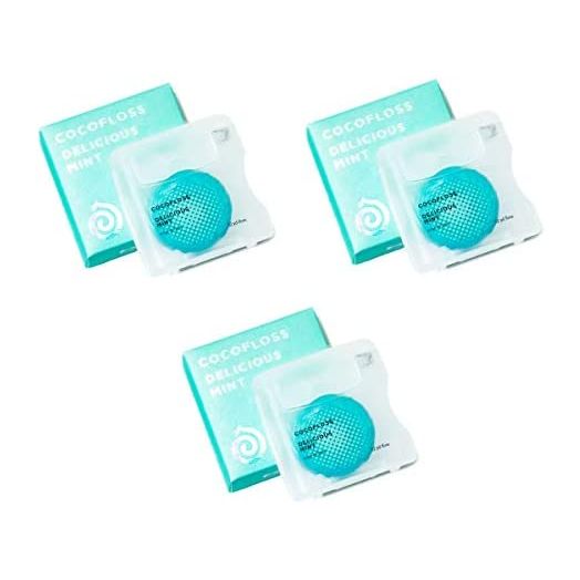 COCOFLOSS Coconut-Oil Infused Woven Dental Floss | Mint | Dentist-Designed | Vegan and Cruelty-Free | 6 Month Supply (32 Yds x 3 Units)