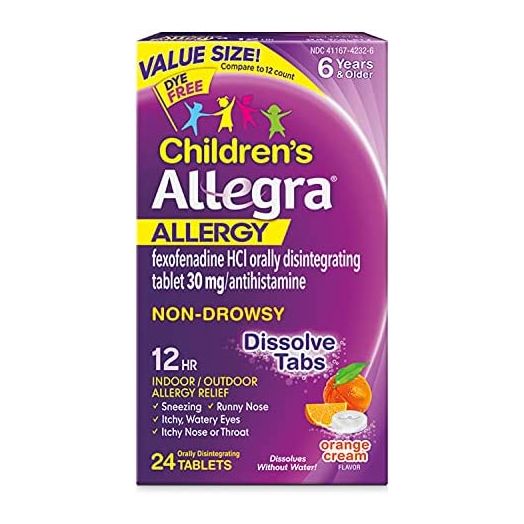 Allegra Children's Non-Drowsy Antihistamine Meltable Tablets for 12-Hour Allergy Relief, 30 mg 24-Count