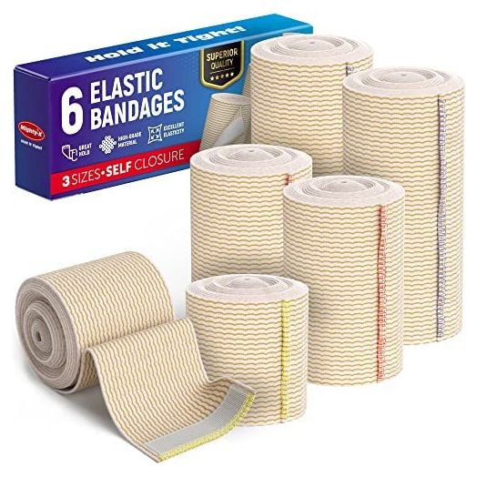 Premium Elastic Bandage Wrap with Self-Closures - 6 pk (2x2”, 2x3", 2x4") - Compression Bandage Wrap