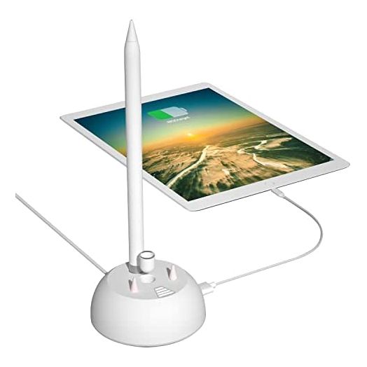 Charging Stand Compatible with Apple Pencil 1st Generation - 3 in 1 iPad Pencil Charger Dock Holder with LED Light & Pencil Tips and Cap Holder - iPad Pen Charging Adapter with USB Port